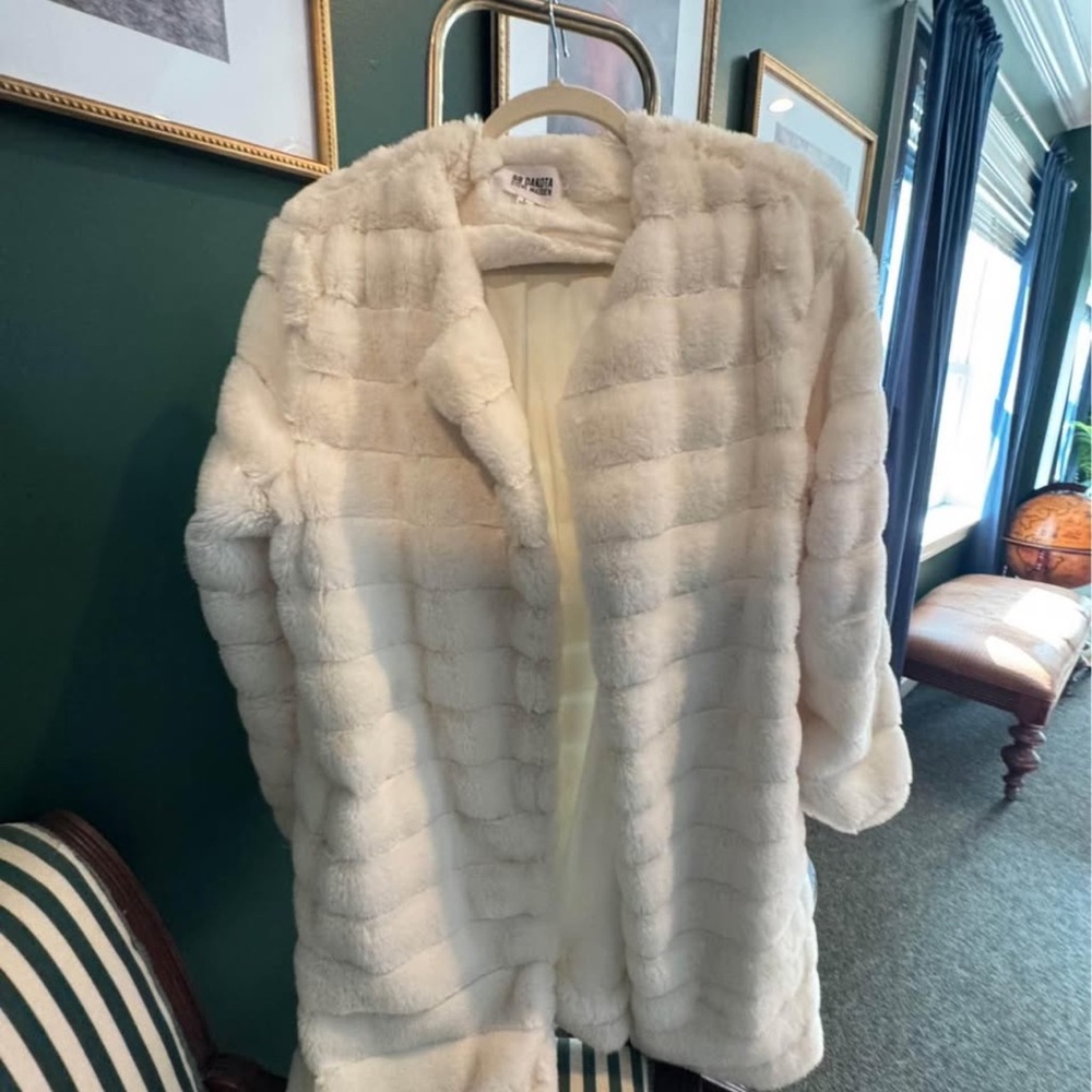 Plush White Faux Fur Coat